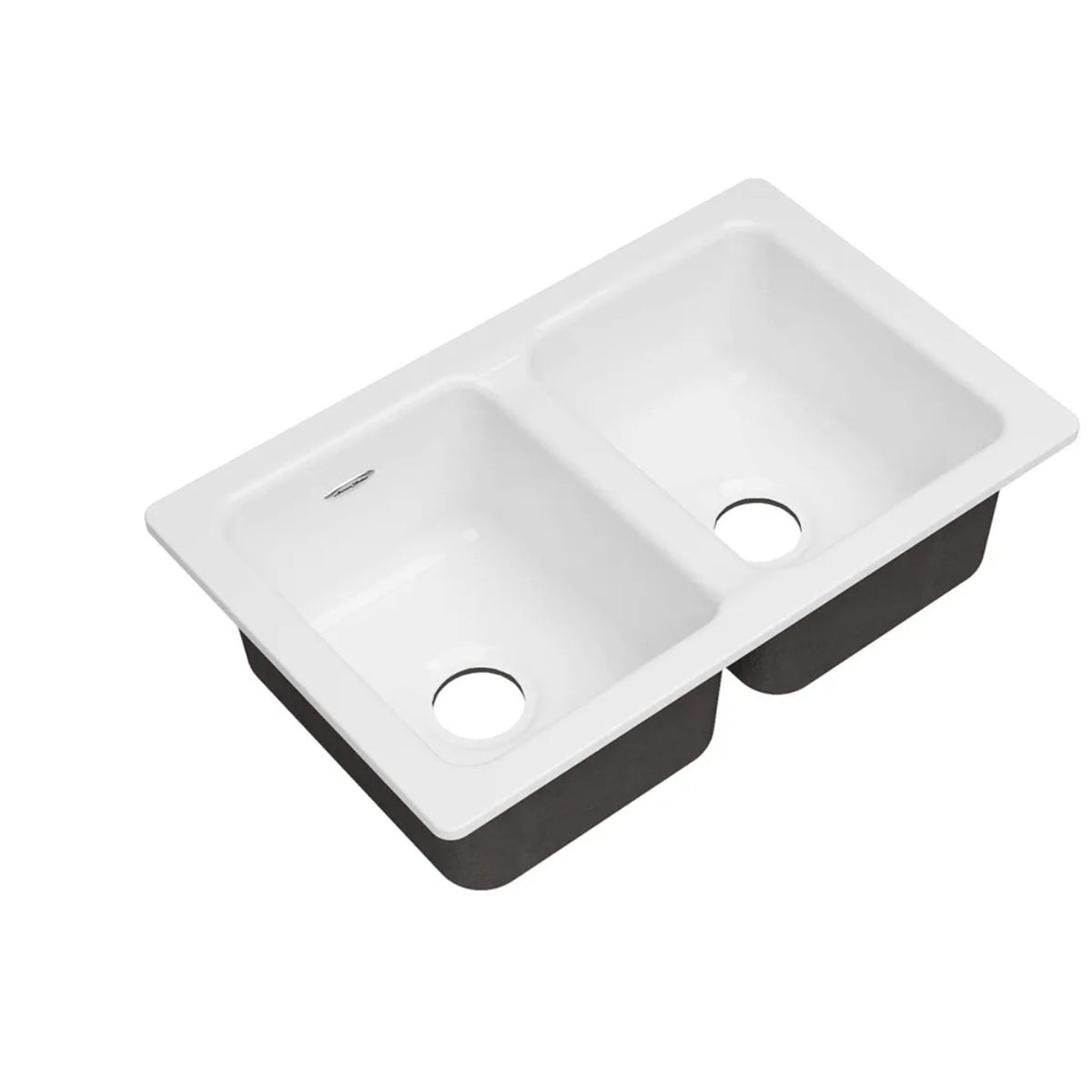 American Standard 77DB30190.308 Delancey 30x19 Double Bowl Cast Iron Kitchen Sink, Brilliant White