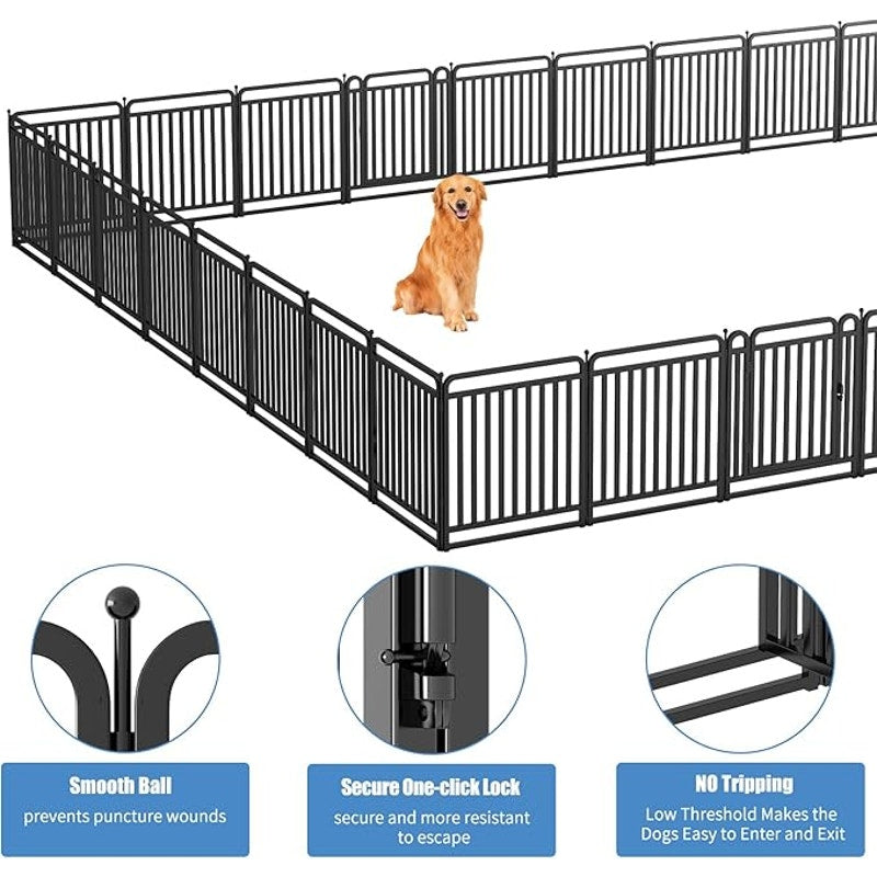 New Thickened Version Dog Playpen, 32 In. Foldable Metal Dog Dlaypen, with Doors (16 Panels)