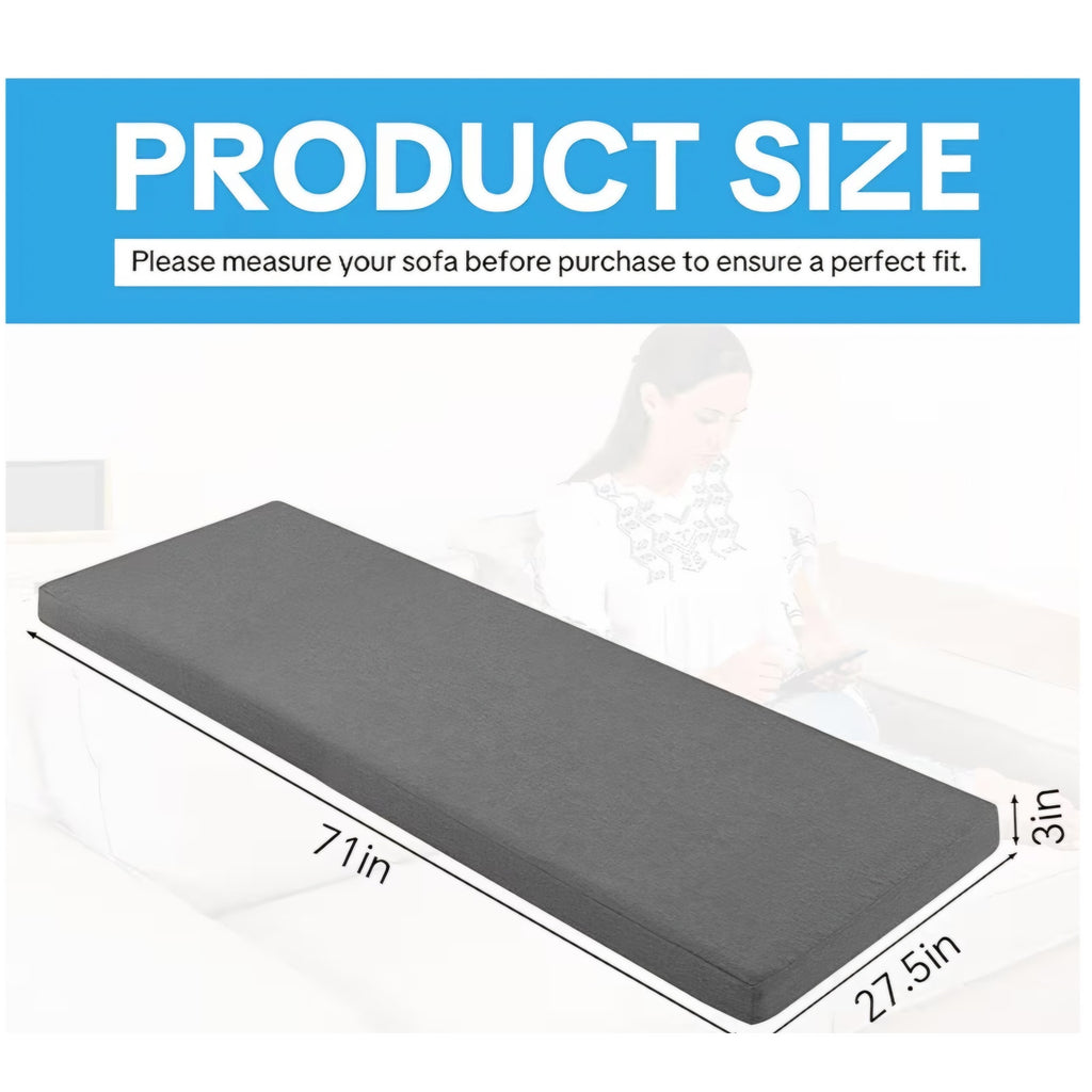 HOMBYS 3 Inch Memory Foam Sofa Topper Pad, 71" L x 27.5" W Inch Couch Topper Cushion with Washable