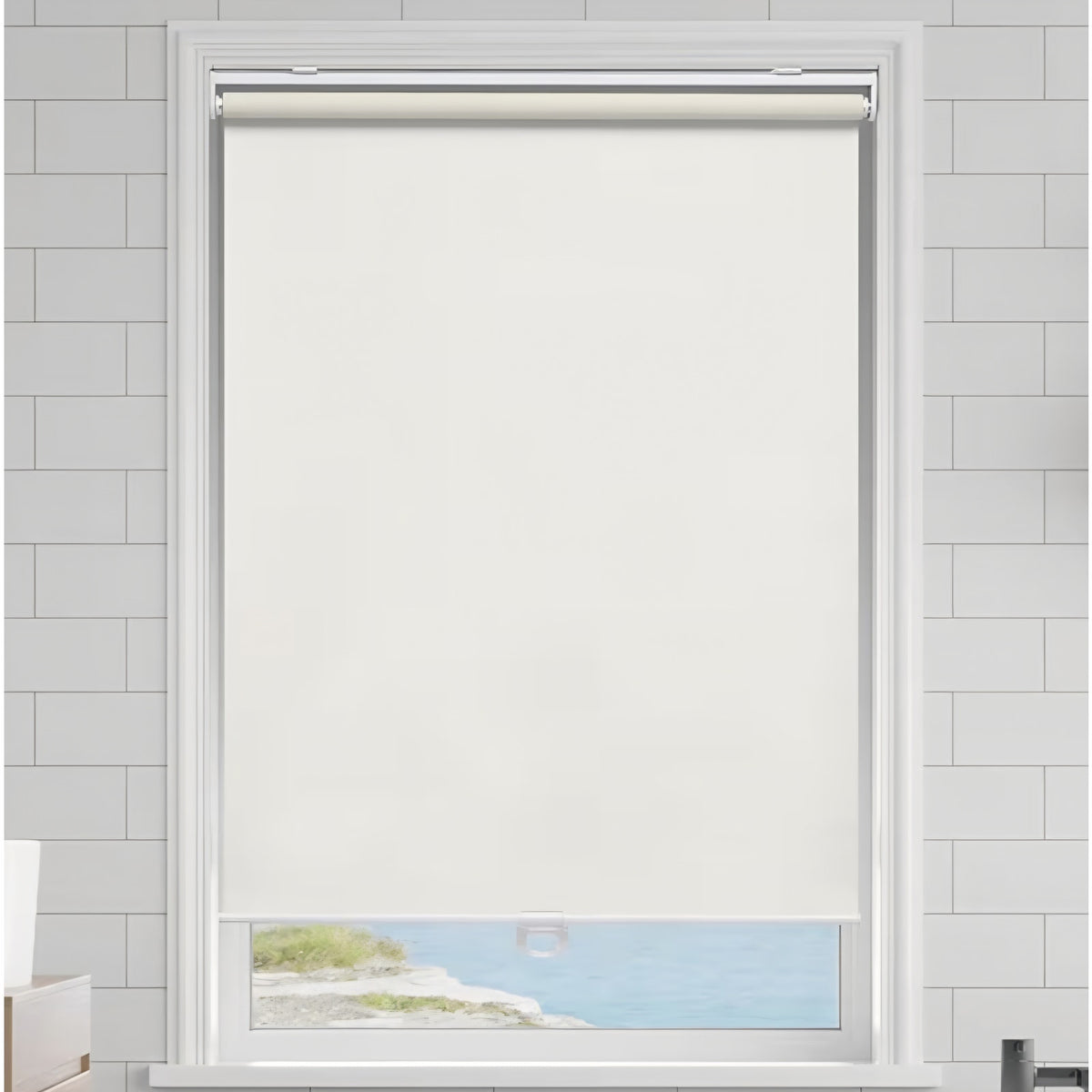 Cordless Roller Shades Blackout Blinds for Windows (70" W x 72" H, Ivory)