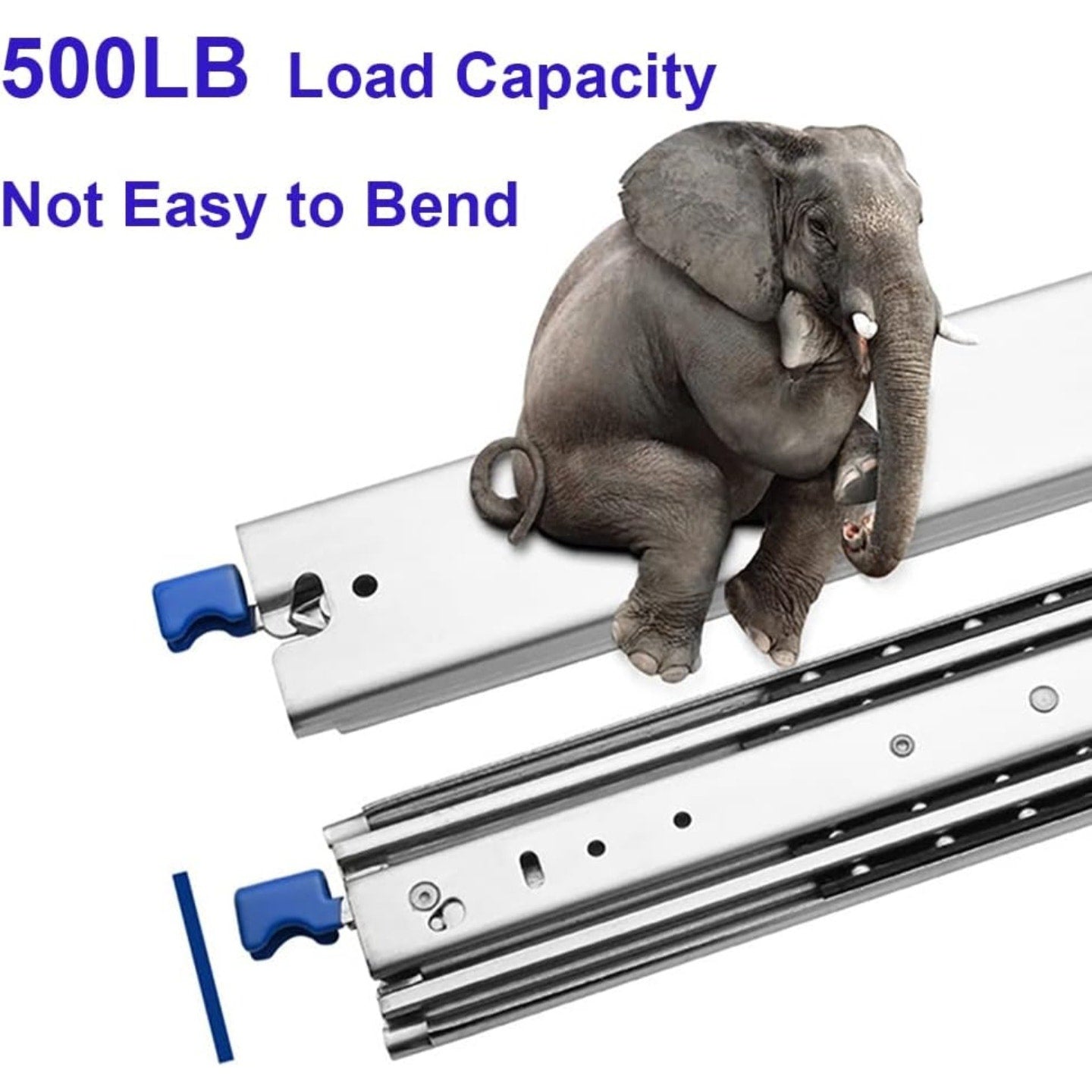 1 Pair of 60 Inch Heavy Duty Drawer Slides 500LB Full Extension Side Mount Ball Bearing Drawer Rail