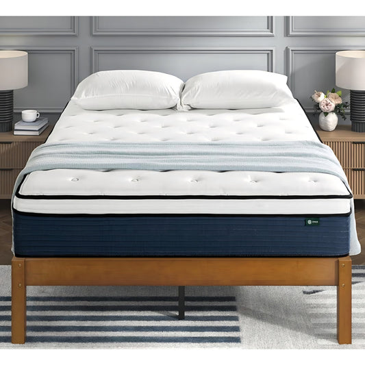 Queen Zinus 12 Inch Comfort Support Hybrid Mattress [New Version], Queen, Fiberglass Free