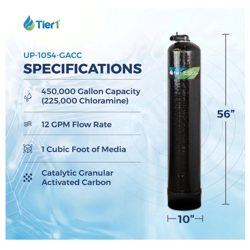 Tier1 Whole House Chloramine Water Filter System, 450,000 Gallon Capacity Pre-Filled Upflow Tank