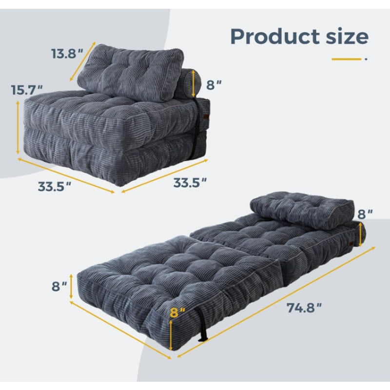 MAXYOYO Folding Sofa Bed, Convertible Chair Bed with Pillow