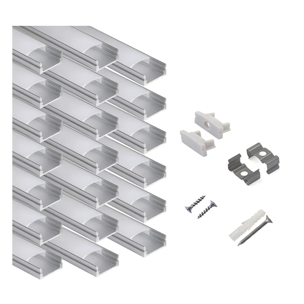 20-Pack 6.6ft/ 2Meter U Shape LED Aluminum Channel System with Milky Cover