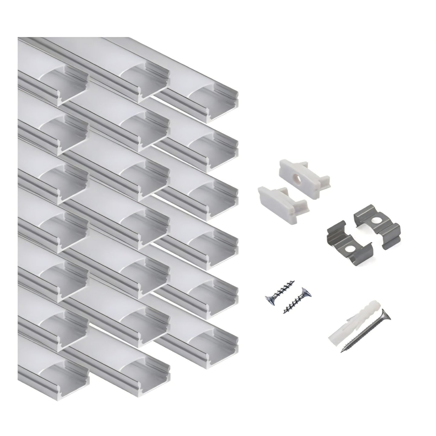 20-Pack 6.6ft/ 2Meter U Shape LED Aluminum Channel System with Milky Cover