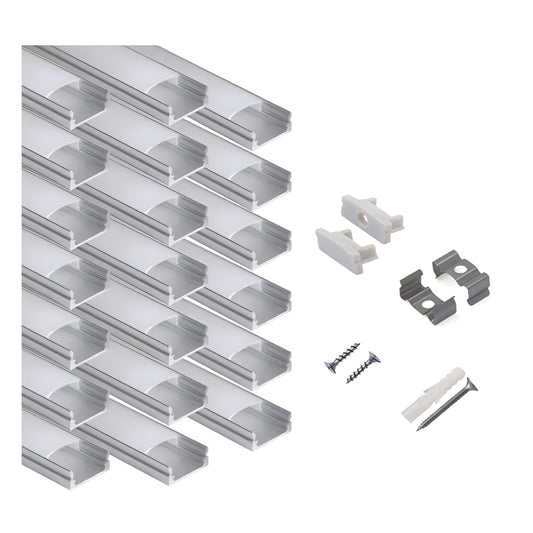 20-Pack 6.6ft/ 2Meter U Shape LED Aluminum Channel System with Milky Cover