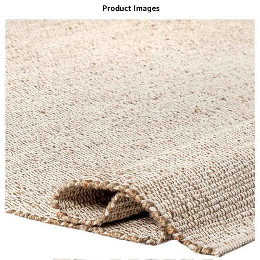 S & L Homes Jute Cotton Hand Woven Natural Farmhouse Area Rug for Living Room -(12' x 15' Natural)