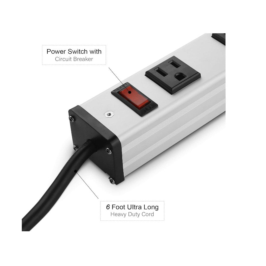 CCCEI Long Heavy Duty Metal Power Strip, 16 Outlet Large Industrial Multi Wide Strip for Garage Workshop