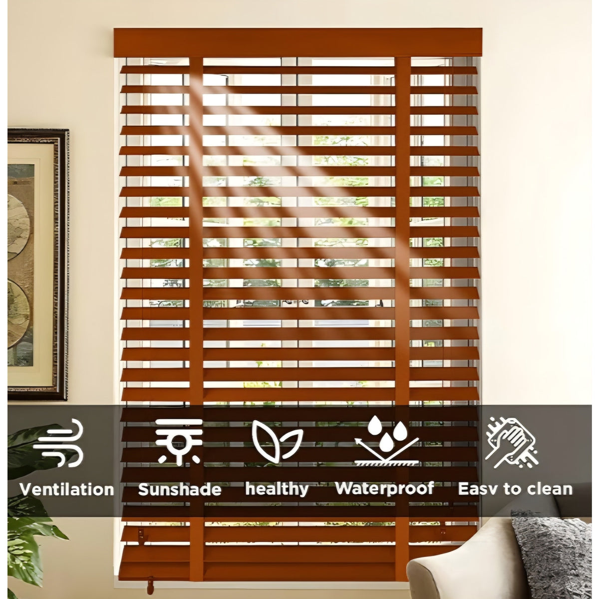 2" Slats Wood Blinds for Indoor Windows: Solid Wooden Blackout Blinds & Shades