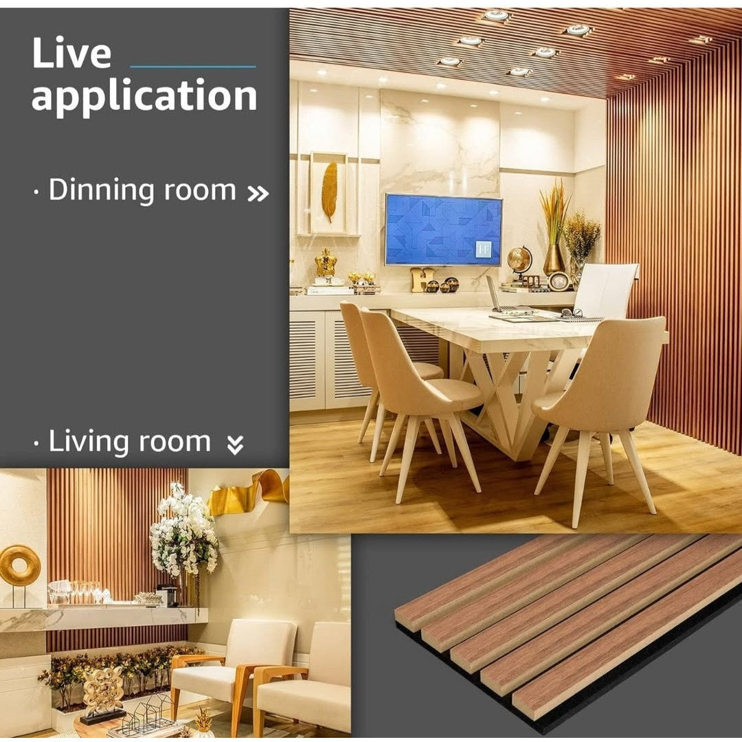 Art3d 4-Piece Wood Slat Acoustic Panels for Stylish Decor and Noise Reduction, 3D Textured Panel