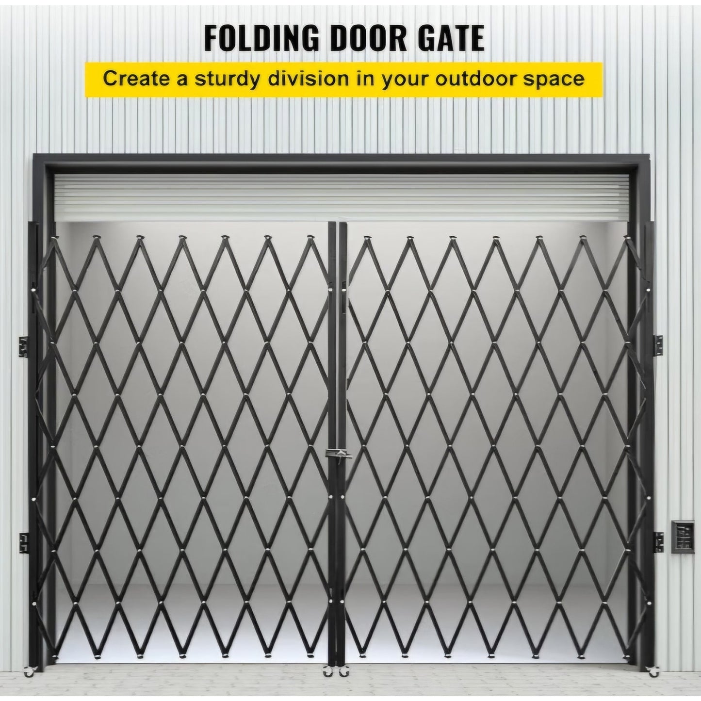 Double Folding Security Gate, 87" H x 150" W Folding Door Gate, Steel Accordion Security Gate