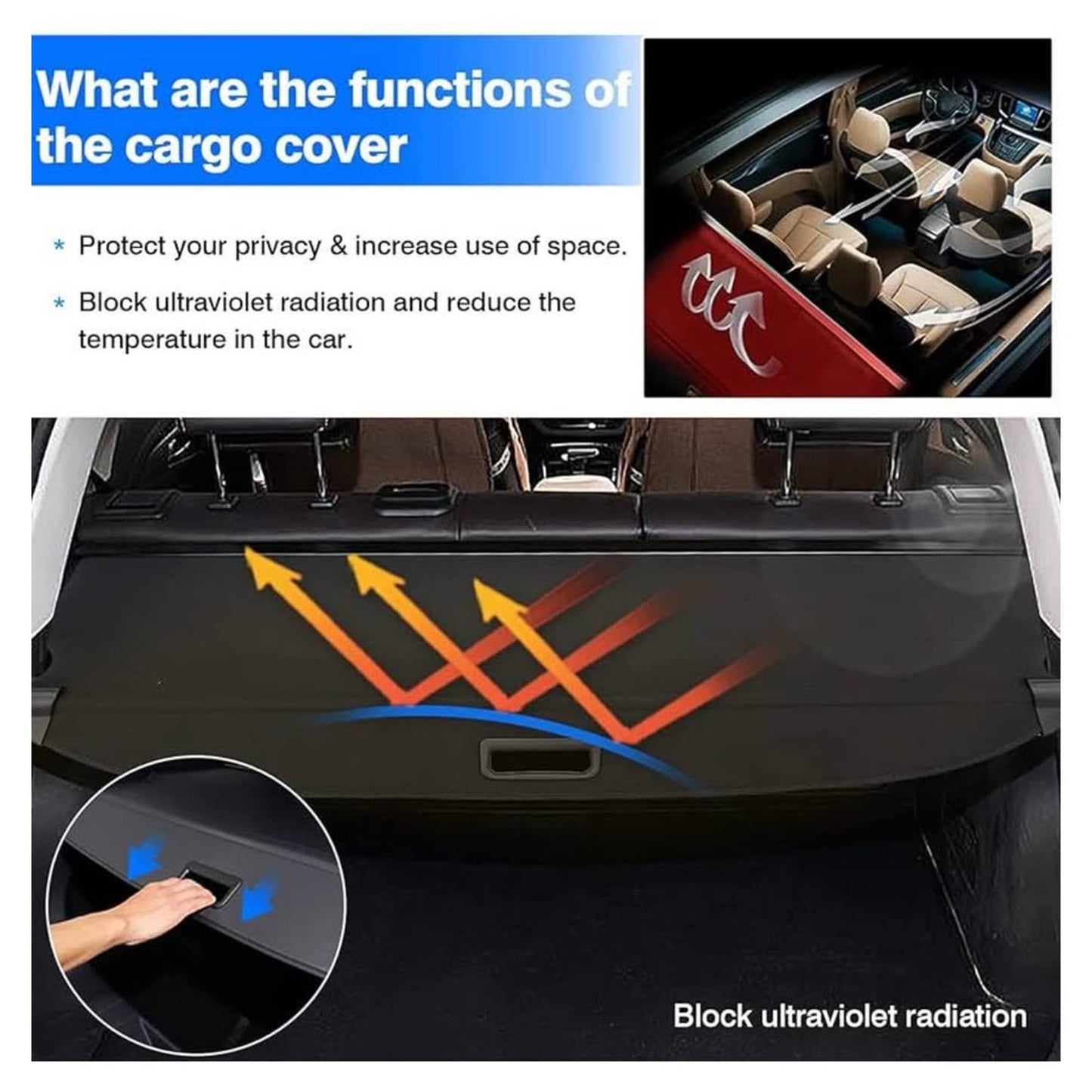 Powerty Cargo Cover for 2022-2024 2025 Hyundai Tucson Accessories Trunk Cover Retractable Trunk Shie