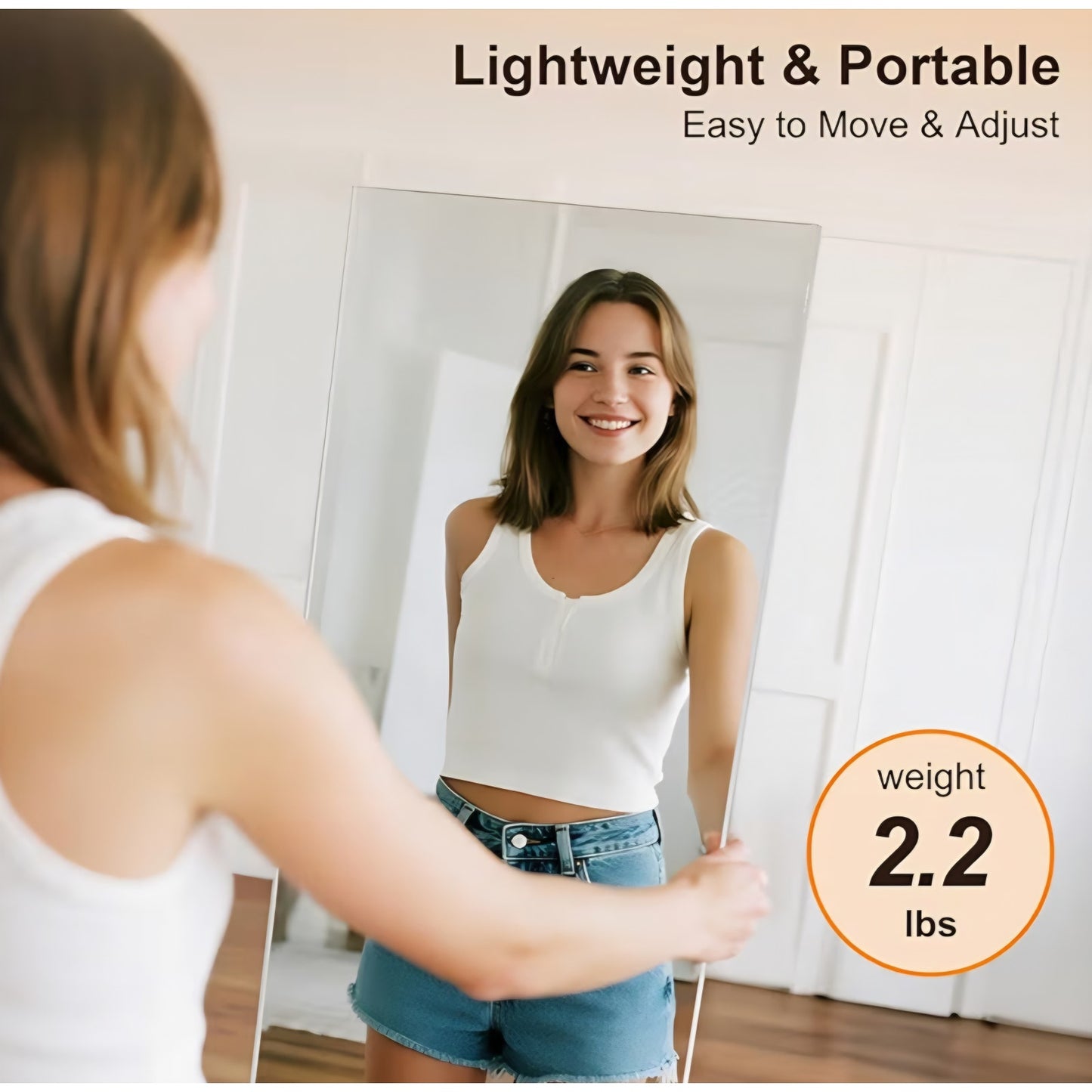 Magnetic Wall Mirror, Full Length Mirror with Tool-Free Installation,