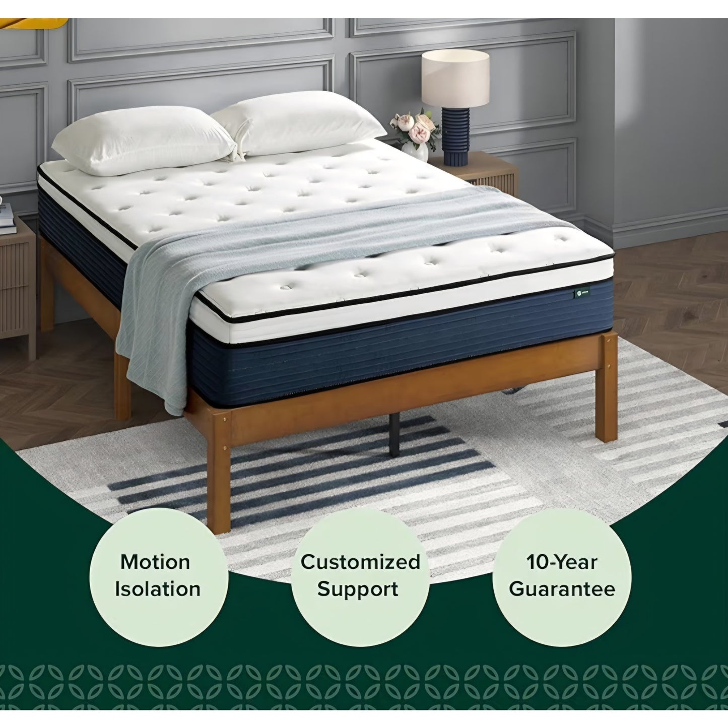 Queen Zinus 12 Inch Comfort Support Hybrid Mattress [New Version], Queen, Fiberglass Free