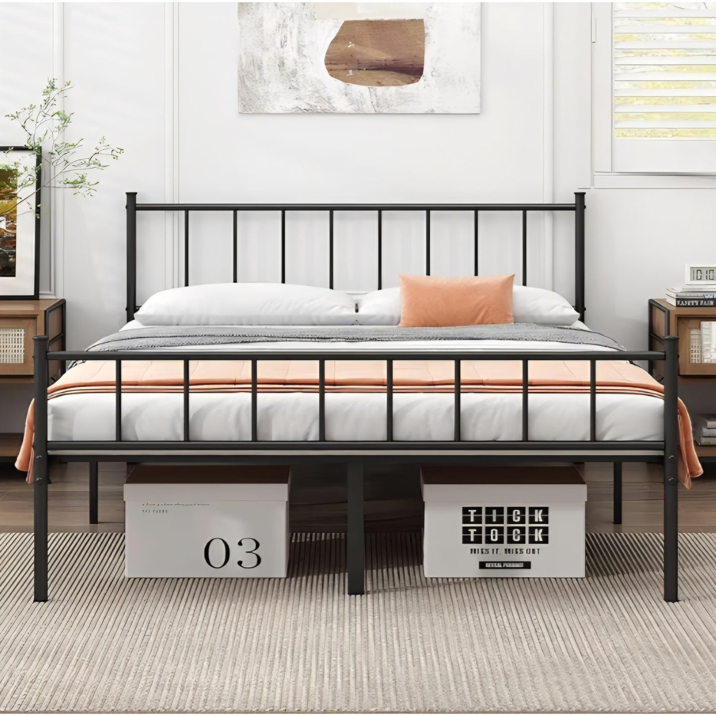 Queen Bed Frame-Classic Metal Platform Bed Frame,Mattress Foundation with Steel Slat