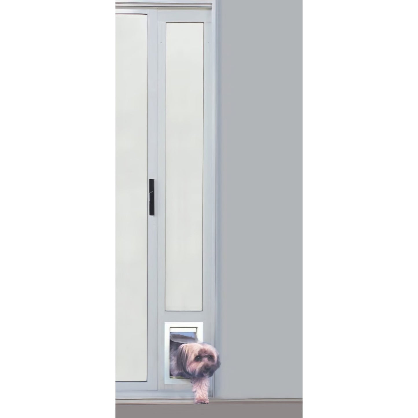 Small Pet Patio Door, 5" x 7" Flap Size Adjustable Height 77-5/8" to 80-3/8", White