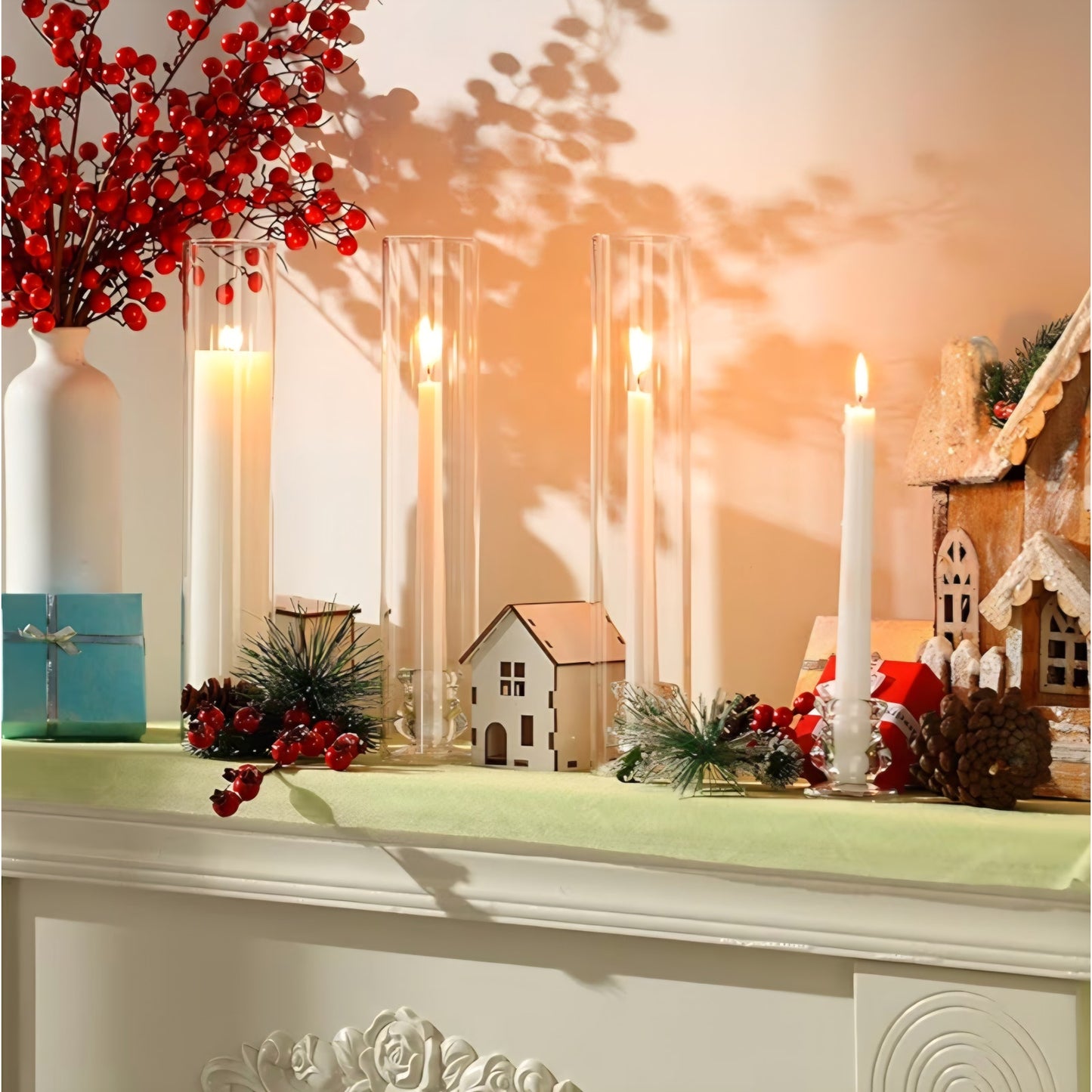 60 Set Glass Hurricane Candle Holders Bulk 12.6" Open Ended Glass Candleholder Tube Shape Bottomles