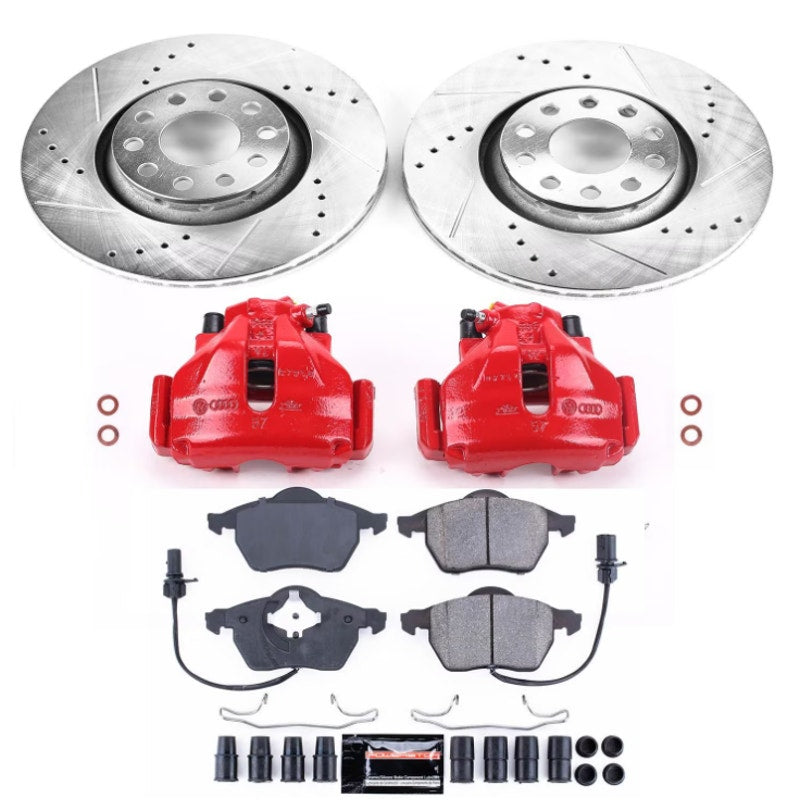 PowerStop KC636 Front Brake Pads Rotors & Calipers Kit for 1998-1999 Audi A6
