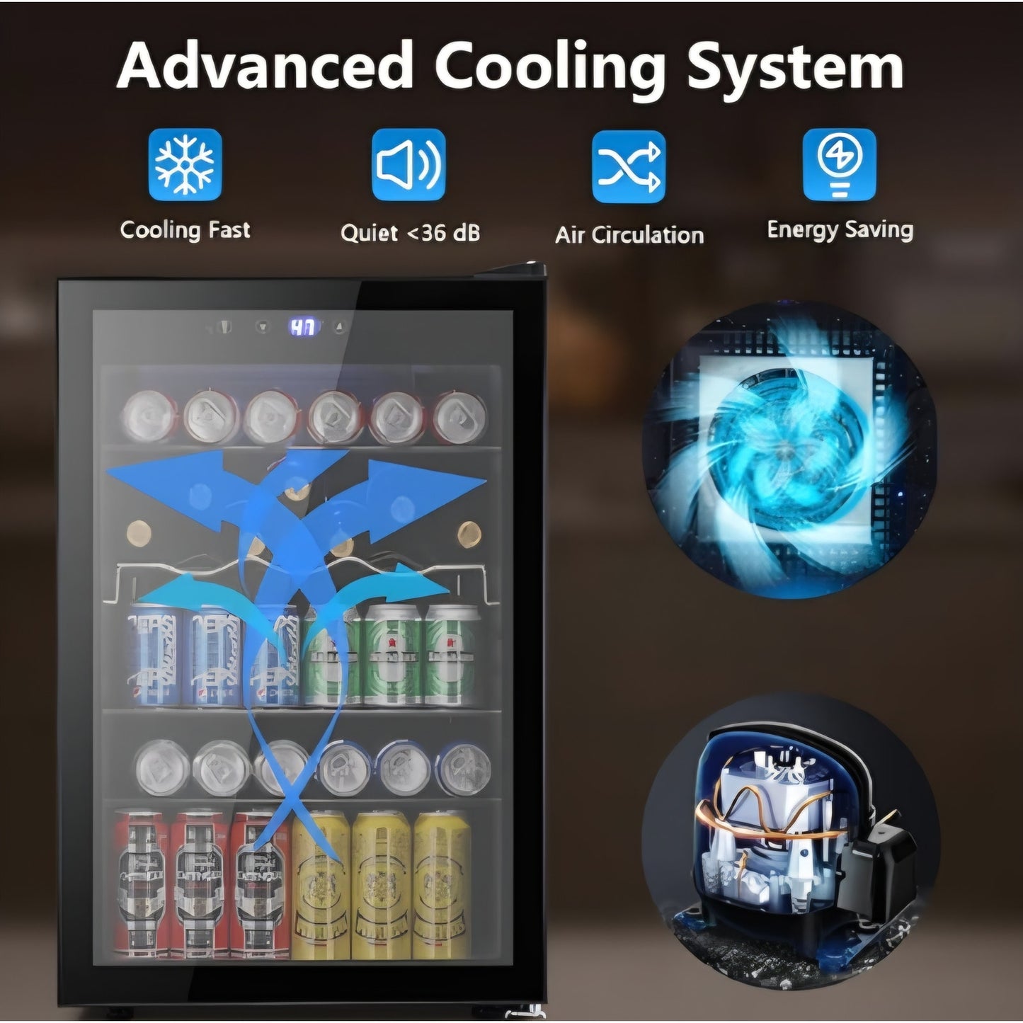 Electactic 37 Bottle Wine Fridge,Freestanding 145 Can Beverage Refrigerator with Smart Temperature