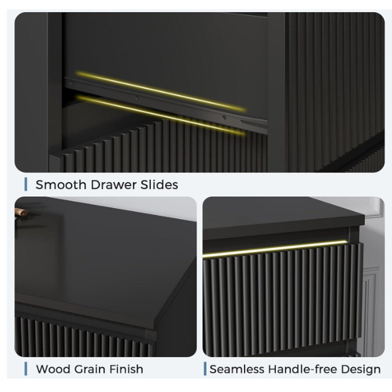 Jocoevol 6 Drawer Fluted Dresser, Modern Chest of Drawers for Bedroom with Hidden Handles