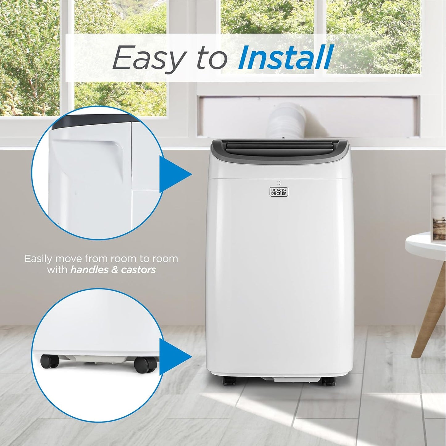 BLACK+DECKER Portable Air Conditioner, 8,000 BTU (3,950 BTU SACC) for Rooms up to 400 Sq. Ft, White