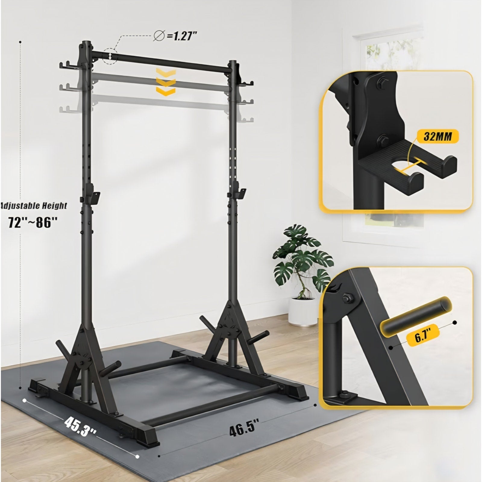 Pull Up Station, Strength Training Workout Pull Up Bar Free Standing for Home Gym