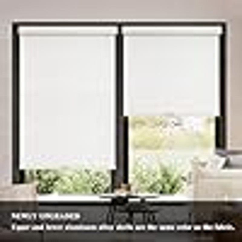 AOSKY Blackout Roller Shades Cordless Blinds for Windows, 71" W x 72" H, Linen Beige