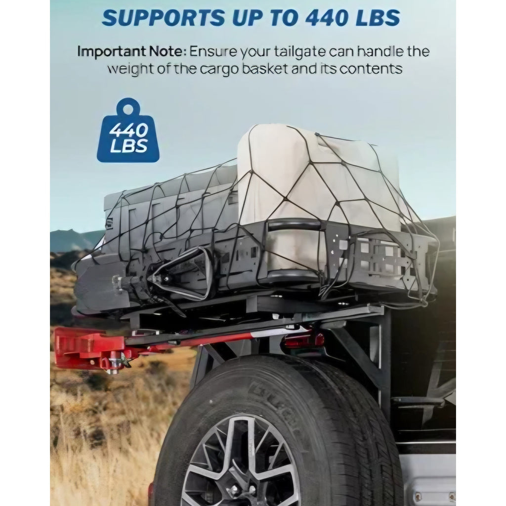 JOYTUTUS Rear Cargo Basket on OE Tailgate for 2018-2026 Wrangler JL & JLU | Heavy Duty 440LBS
