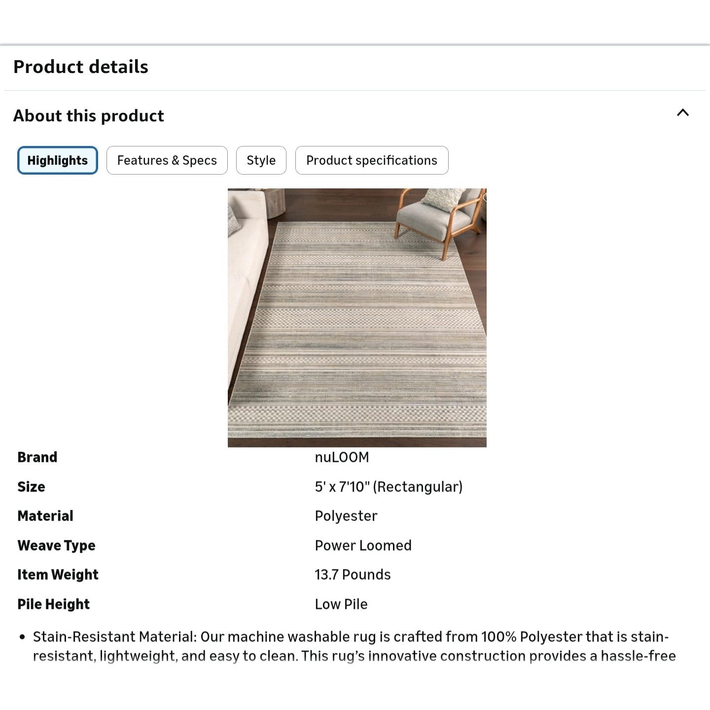 Nuloom Milan Sage/Beige, 5' x 7'10", Bohemian, Soft and Cozy, High Traffic,