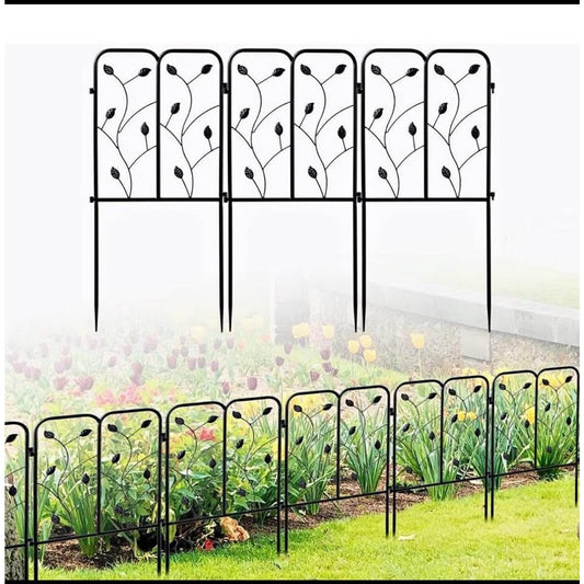 28”Decorative Garden Fence,Garden Edge Border Black Metal Wire Fence Wrought Iron Fence Garden,Rustp