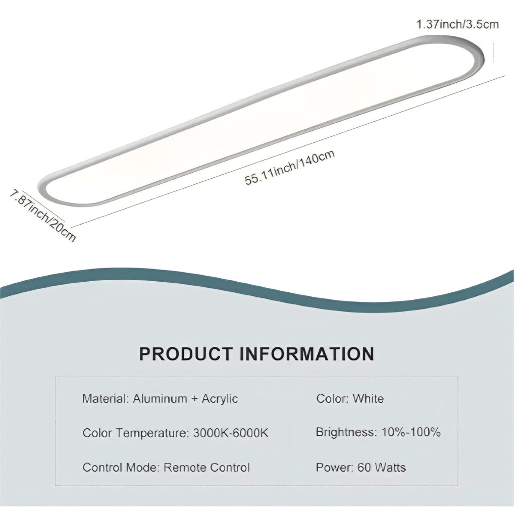 4.59FT 60W Dimmable Modern LED Linear Kitchen Ceiling Lamp, High Brightness Flush Mount Low Profile