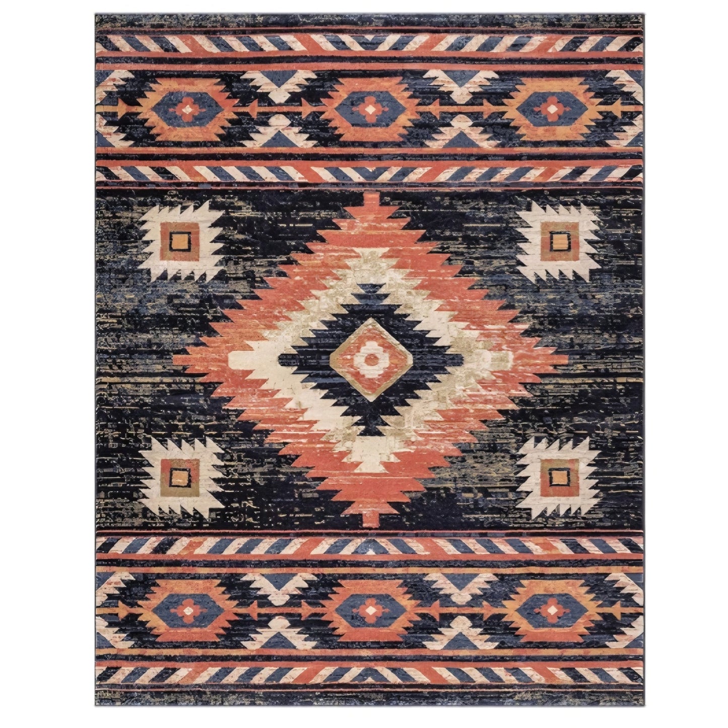 Area Rug Well Woven Tulsa Lea Blue Traditional Southwestern Tribal 5x7 (5'3" x 7'3")