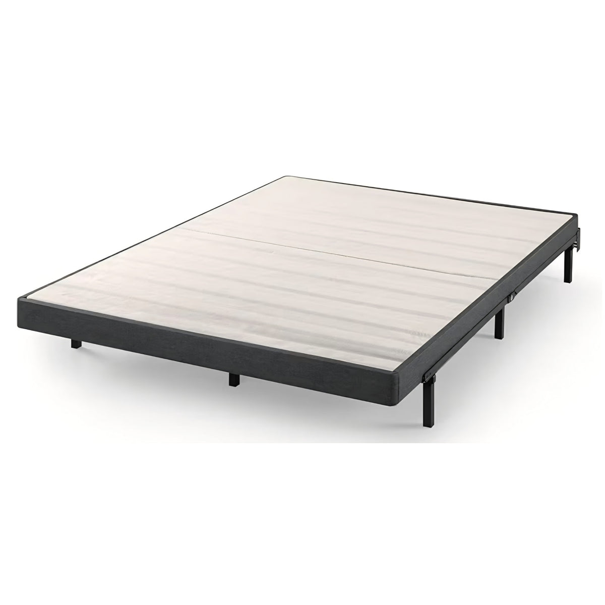Queen Zinus Upholstered Metal and Wood Box Spring, 4 Inch Mattress Foundation, Easy Assembly