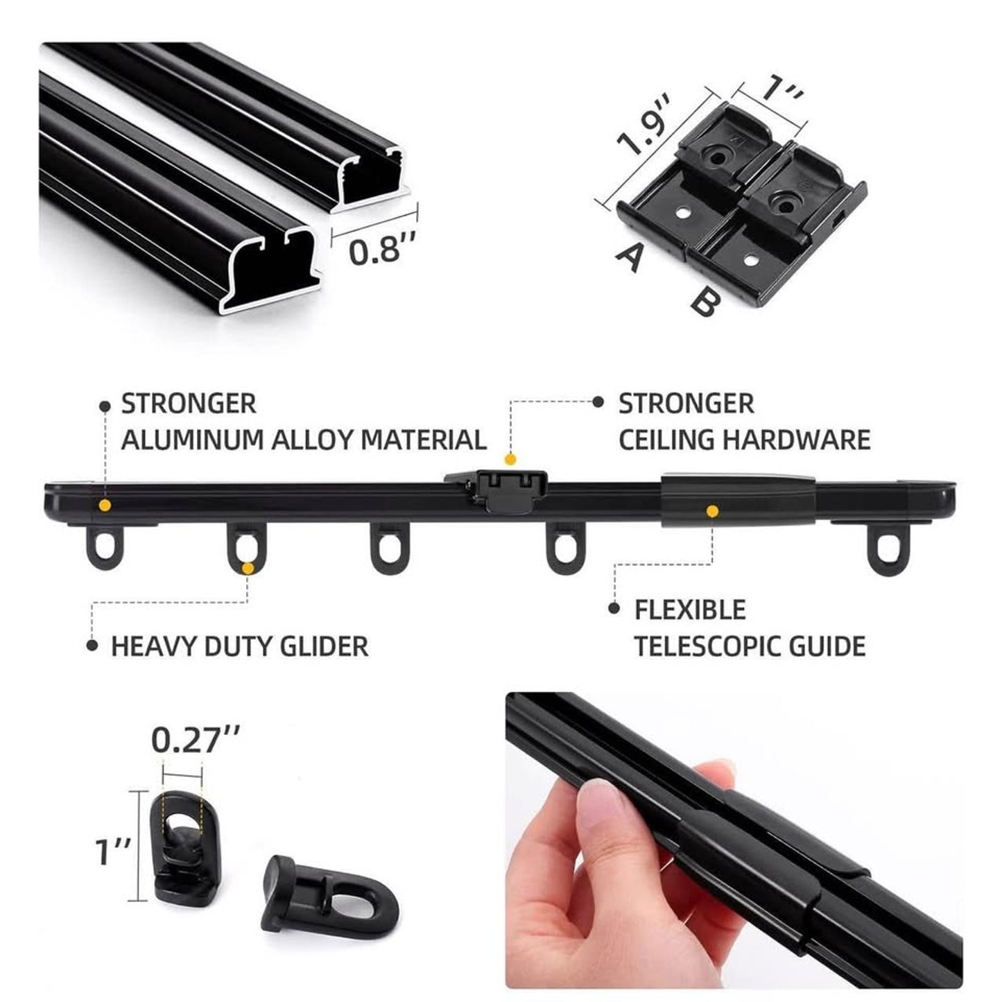 Retractable Ceiling Curtain Track, Measurement-Free Curtain Track 33.5''-59'',For Room Divider, Show