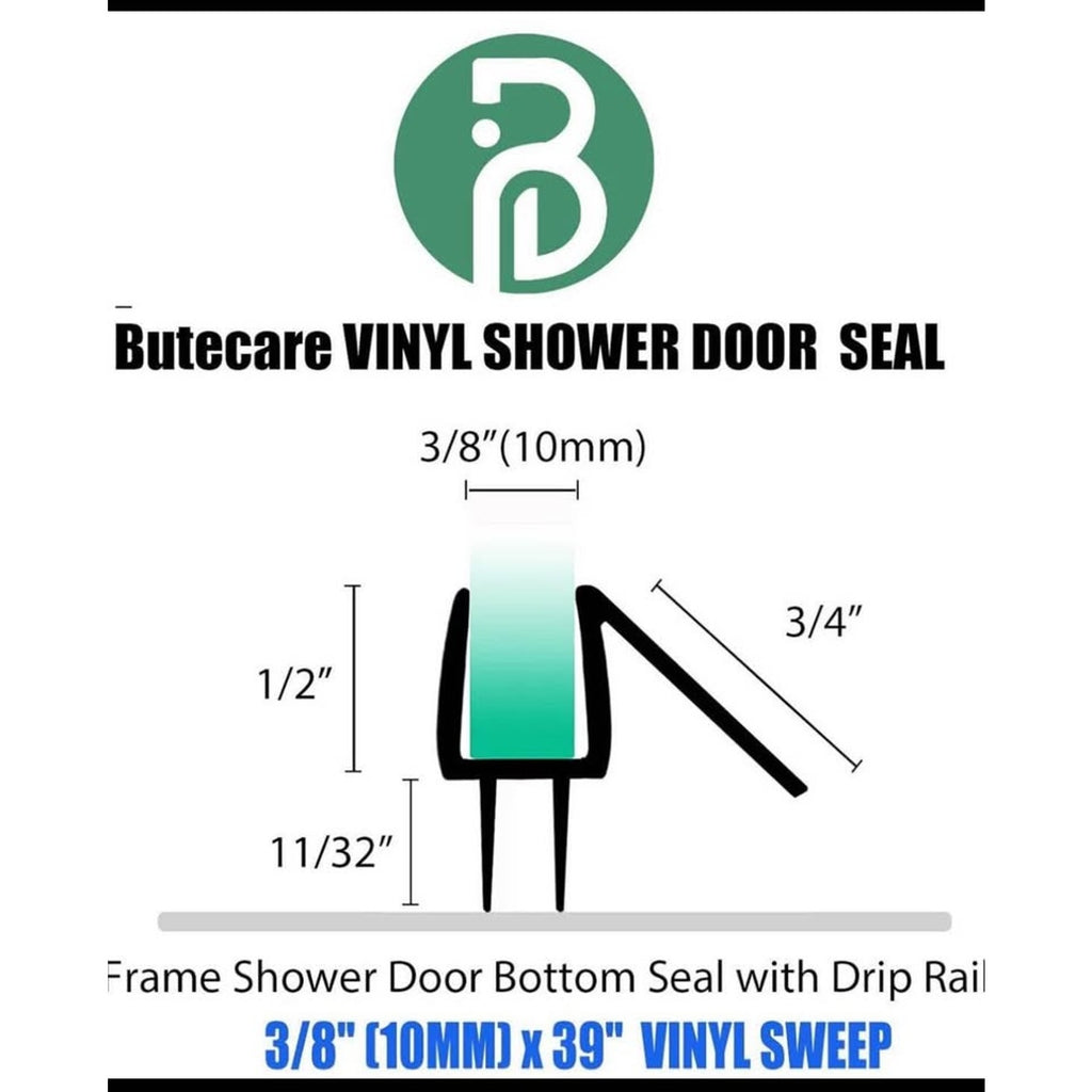 2-Pack Butecare Frameless Shower Door Bottom Seal for Glass Doors – Stop Shower Leaks and Create a W