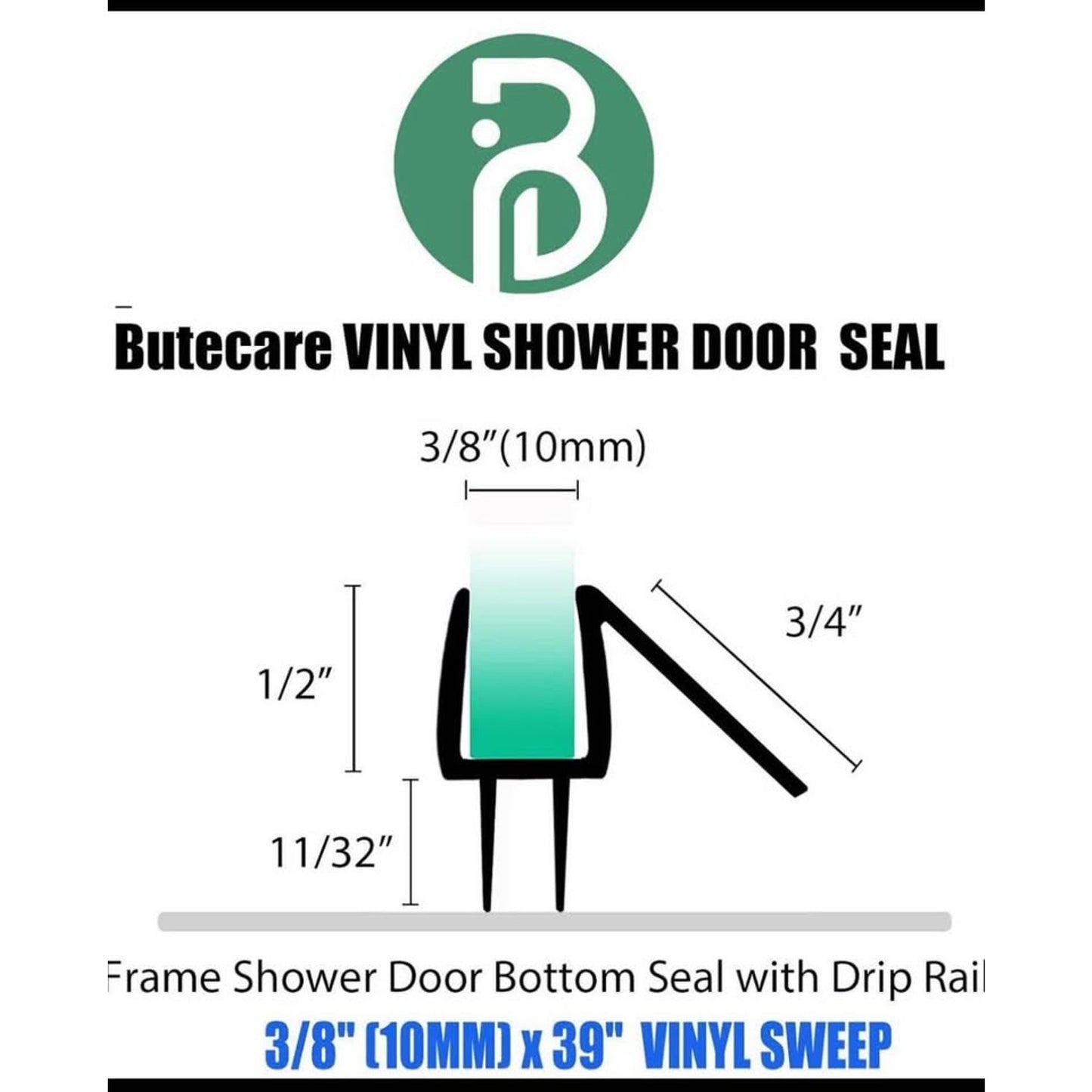 2-Pack Butecare Frameless Shower Door Bottom Seal for Glass Doors – Stop Shower Leaks and Create a W