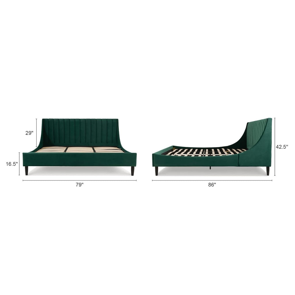 King bed frame Jennifer Taylor Home Aspen Vertical Tufted Modern Headboard Platform Bed Set