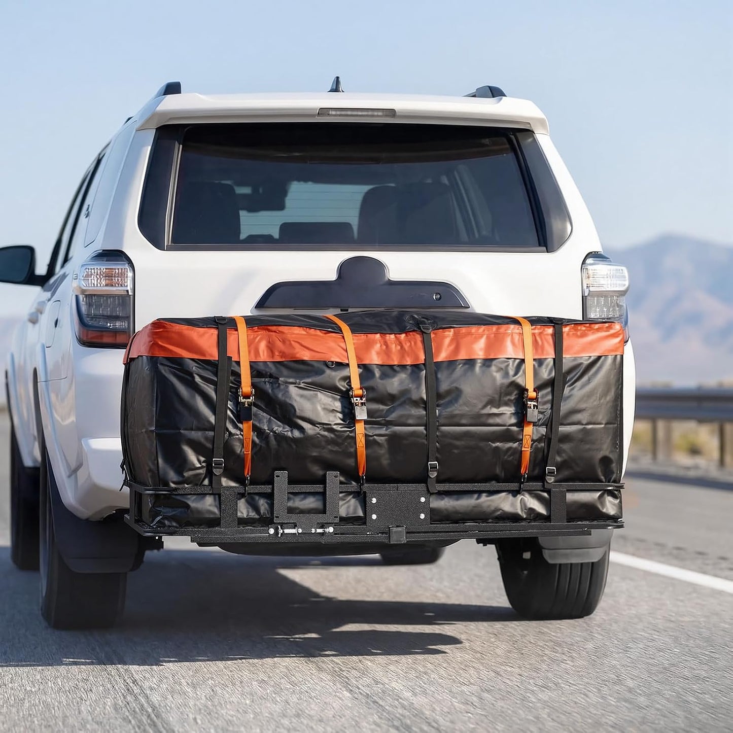 VEVOR Hitch Mount Cargo Carrier, 60" x 36" x 6" Folding Rear Luggage Rack Basket,  500LBS Capacity.