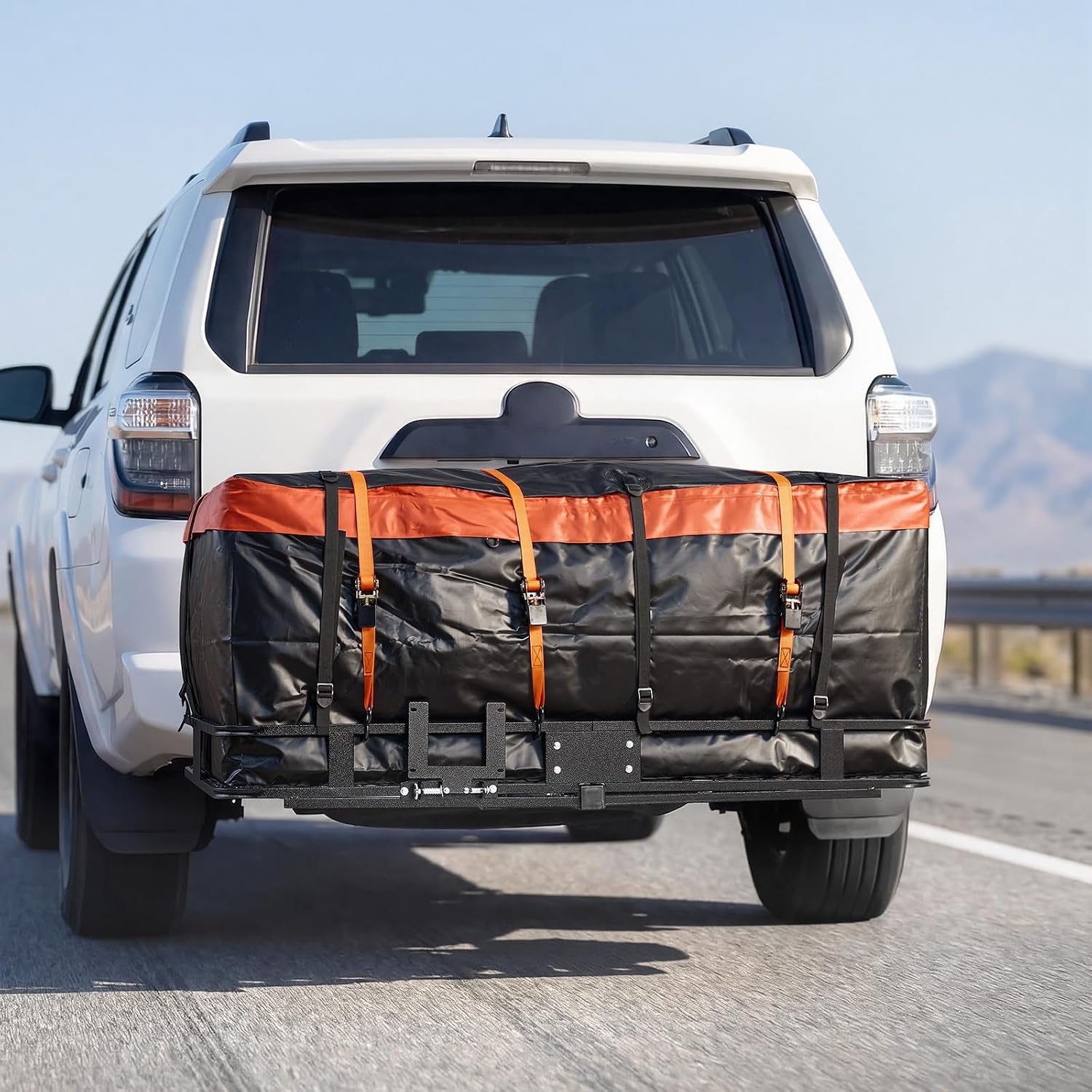 VEVOR Hitch Mount Cargo Carrier, 60" x 36" x 6" Folding Rear Luggage Rack Basket,  500LBS Capacity.