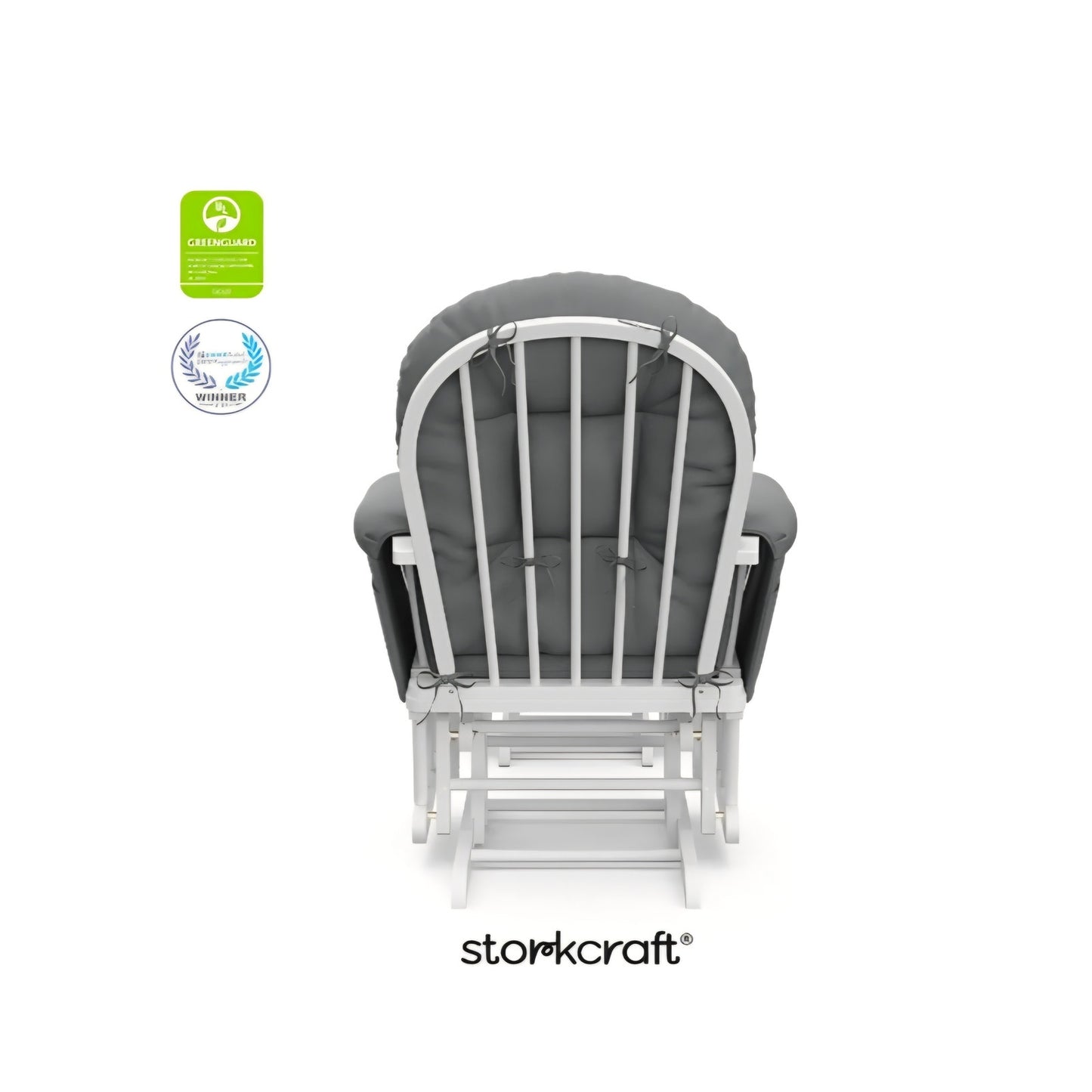 Storkcraft Premium Hoop Glider & Ottoman (White/Gray) — GREENGUARD Gold Certified Nursery
