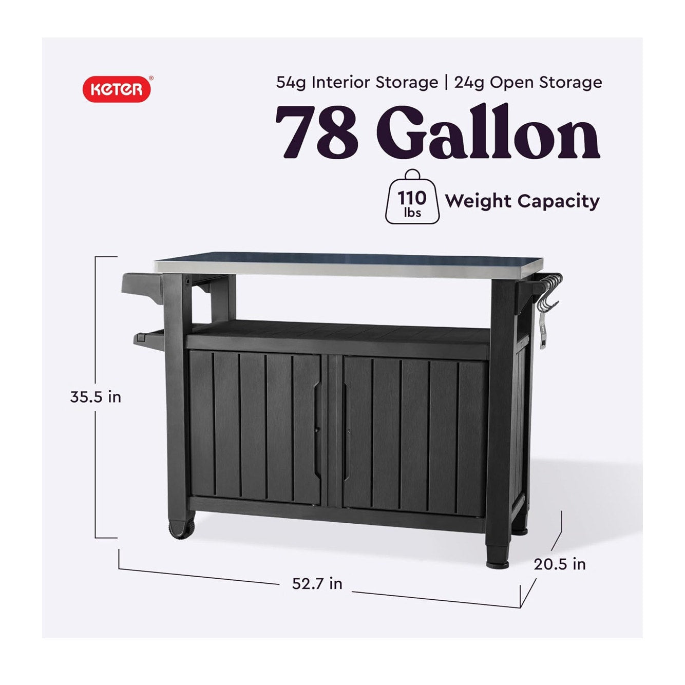 Unity XL Portable Outdoor Table with Stainless Steel Top for Kitchen Prep