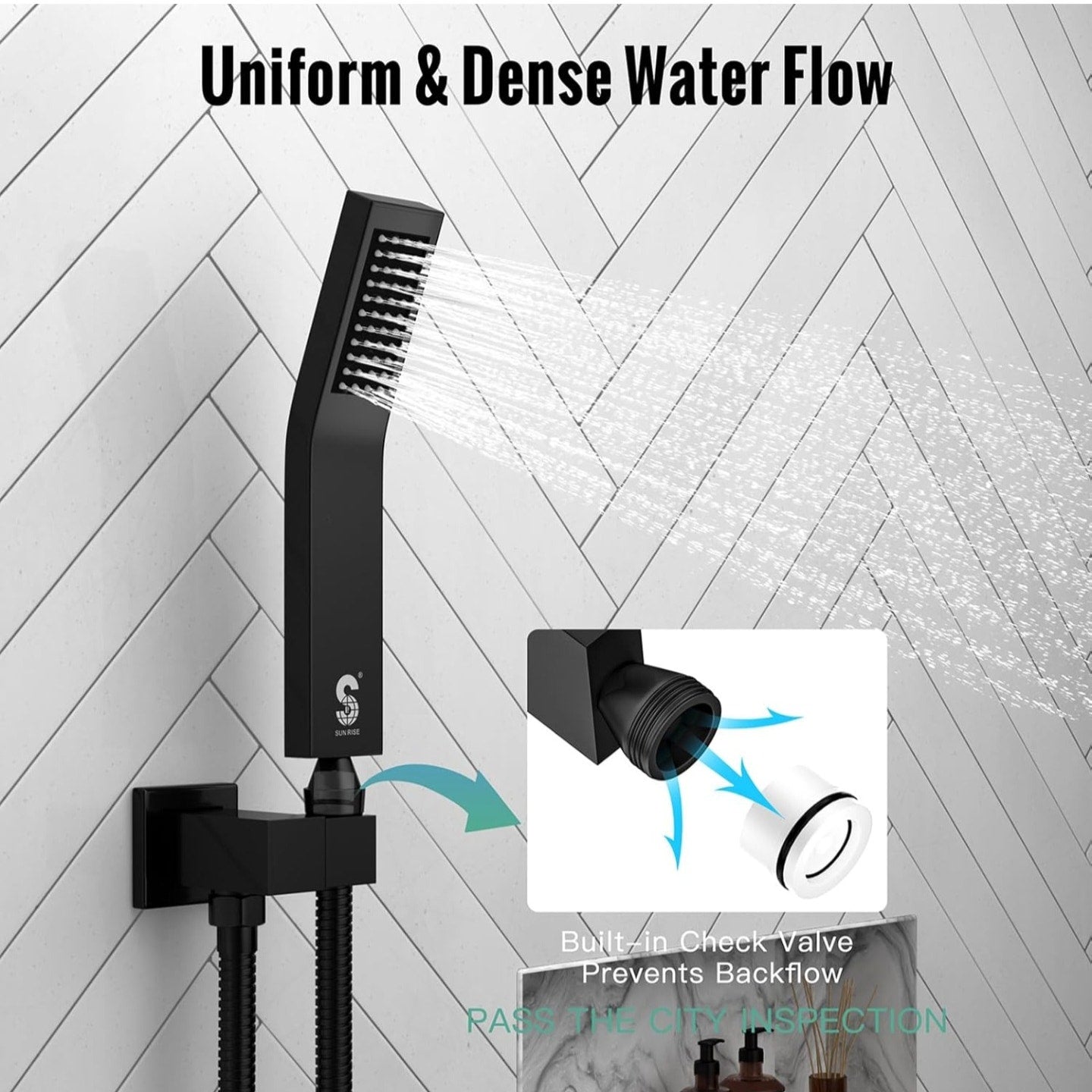 SR SUN RISE 10 Inch Ceiling Mounted Shower System Rain Mixer Shower Combo Set Rainfall Shower Head