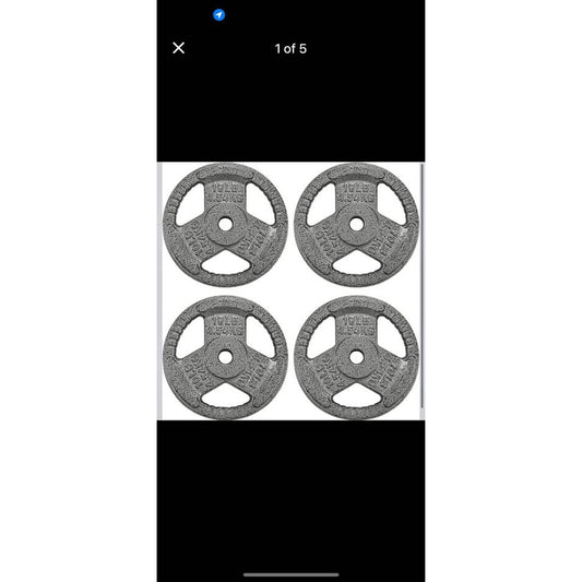 1” Cast Iron Plate Weight Plate for Strength Training and Weightlifting Set of 4