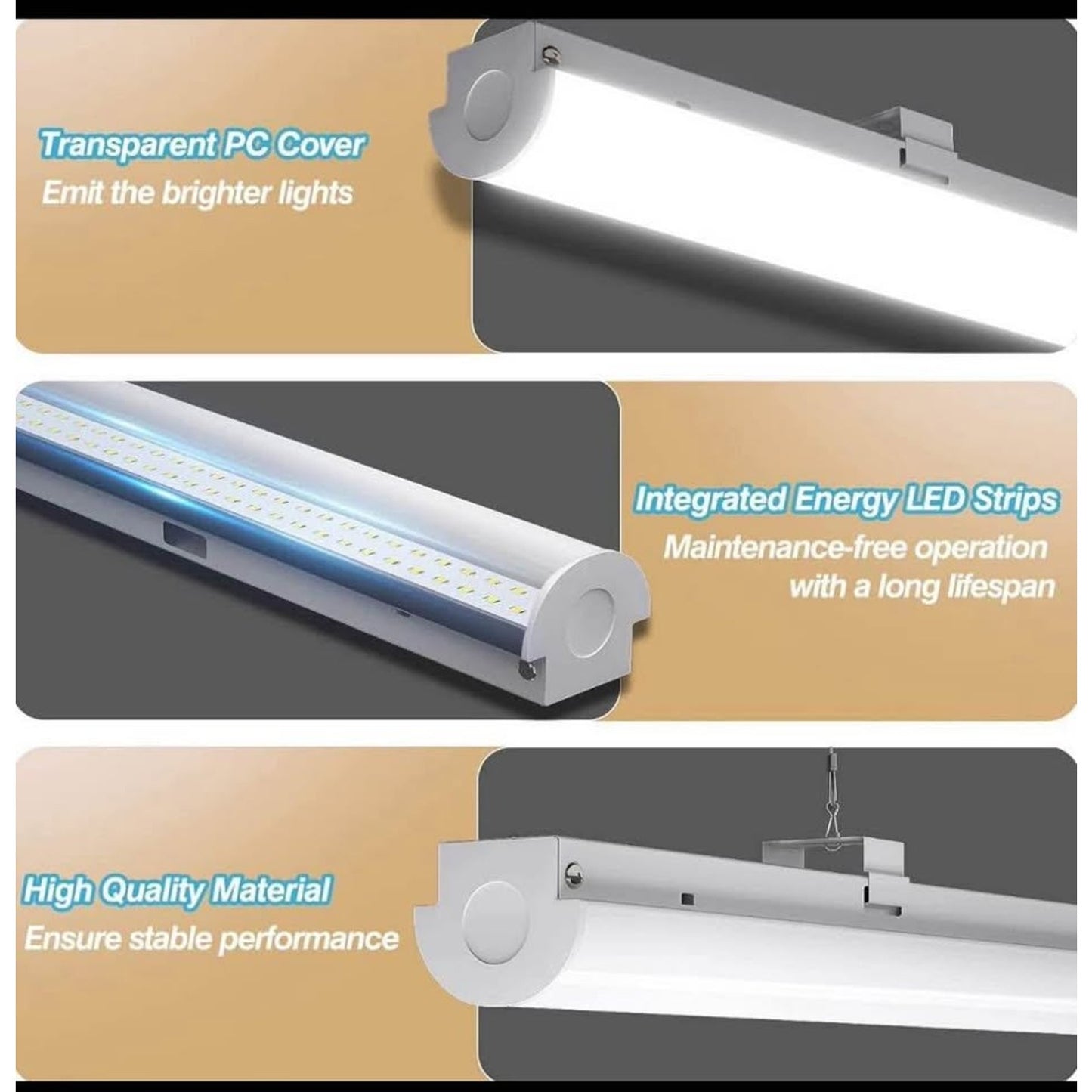 ANTLUX 8FT LED Shop Lights 110W Strip Lights [6-lamp T8 Fluorescent Equiv.], 12000LM, 5000K, Compact