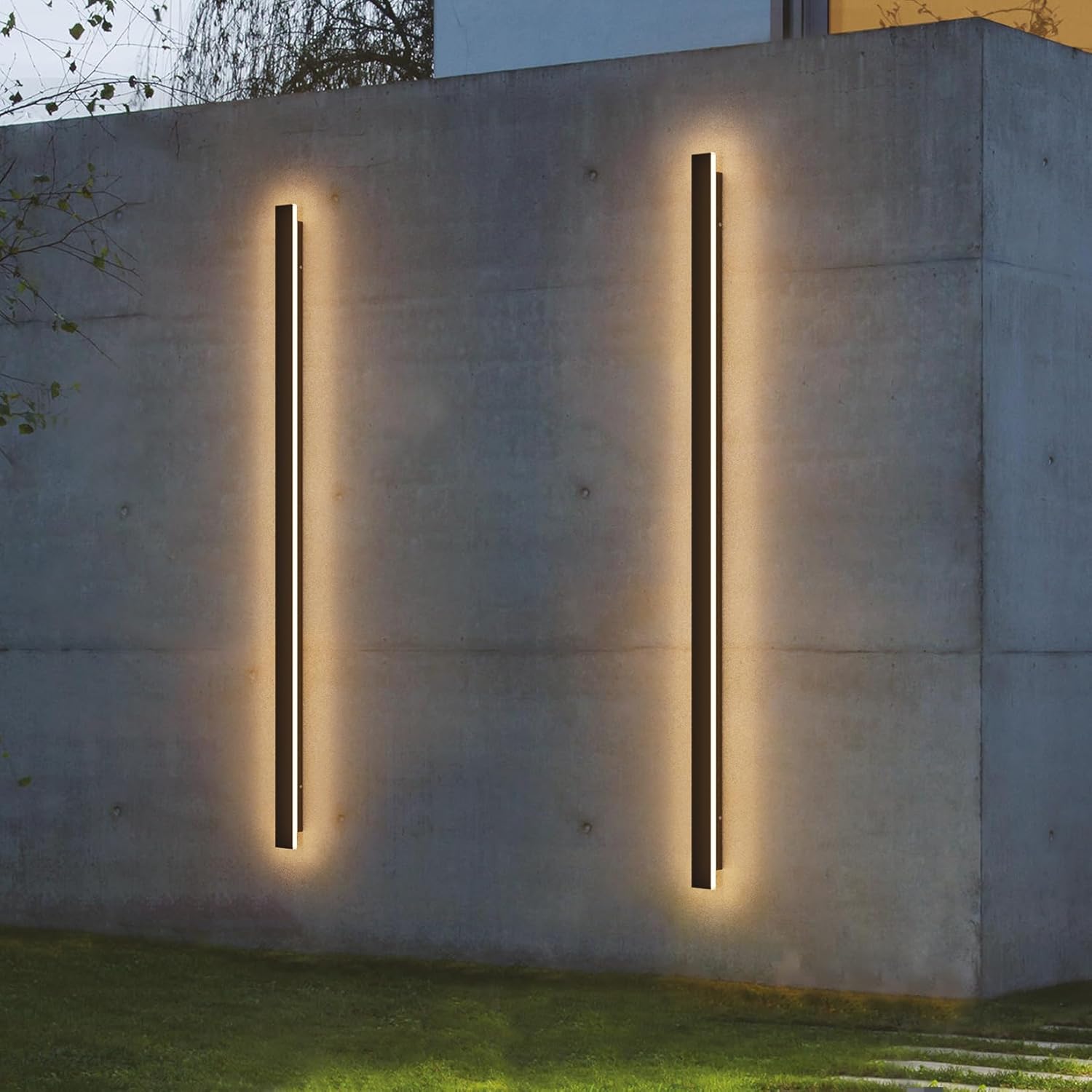 1 light 56.3inch Long Outdoor LED Wall Lights 45W Black 3000K WarmWhite Porch Lights Acrylic.