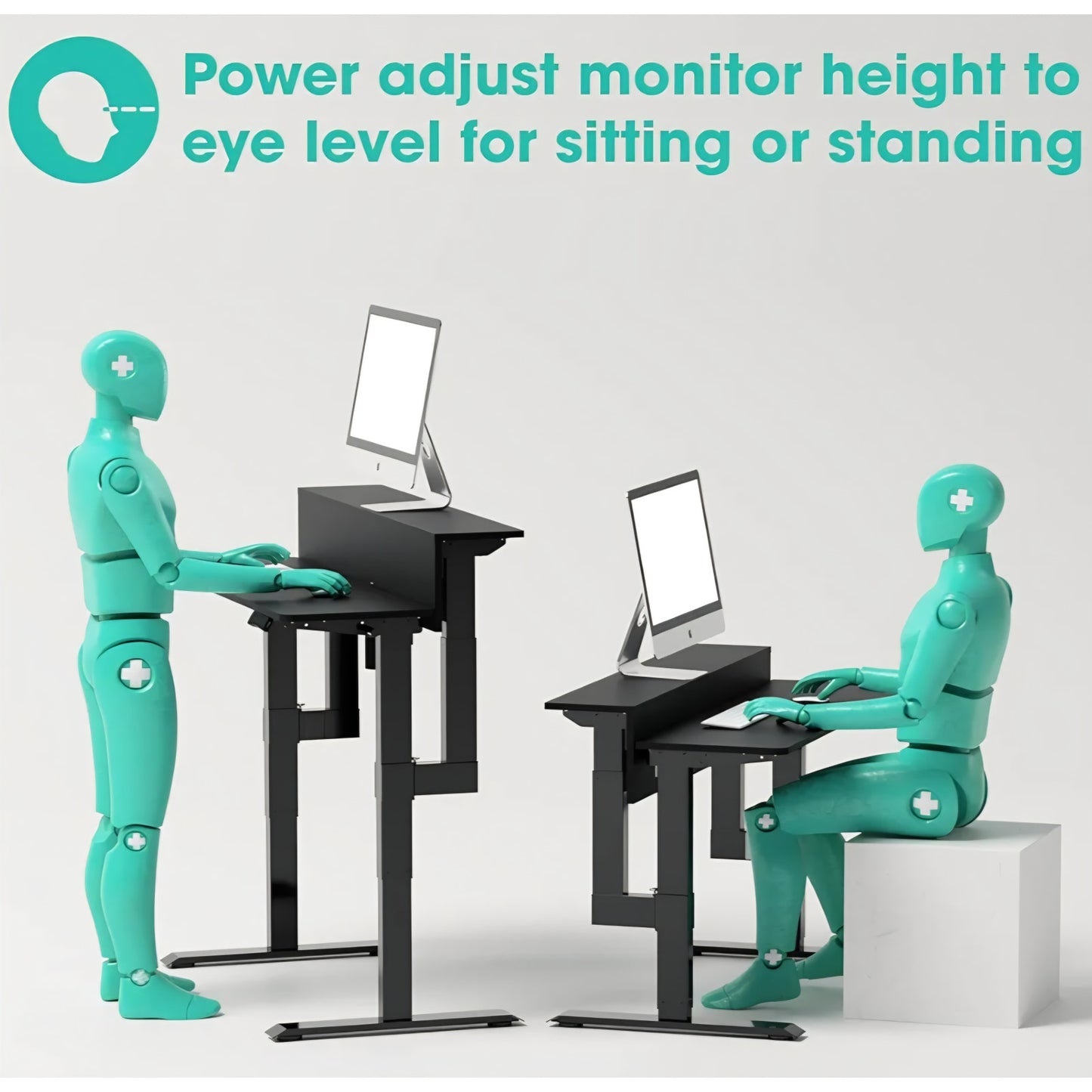 Roam & Remain Dual Lift Adjustable Height Electric Standing Desk— Adjust Both Monitor and Desk Heig