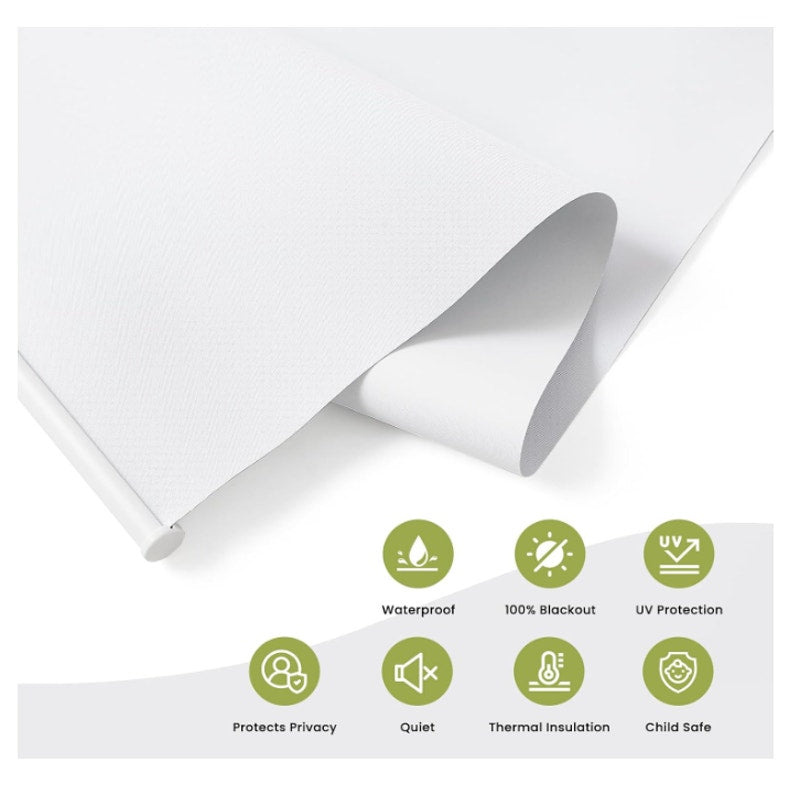 55" W x 72" H, White Blackout Cordless Roller Window Shades