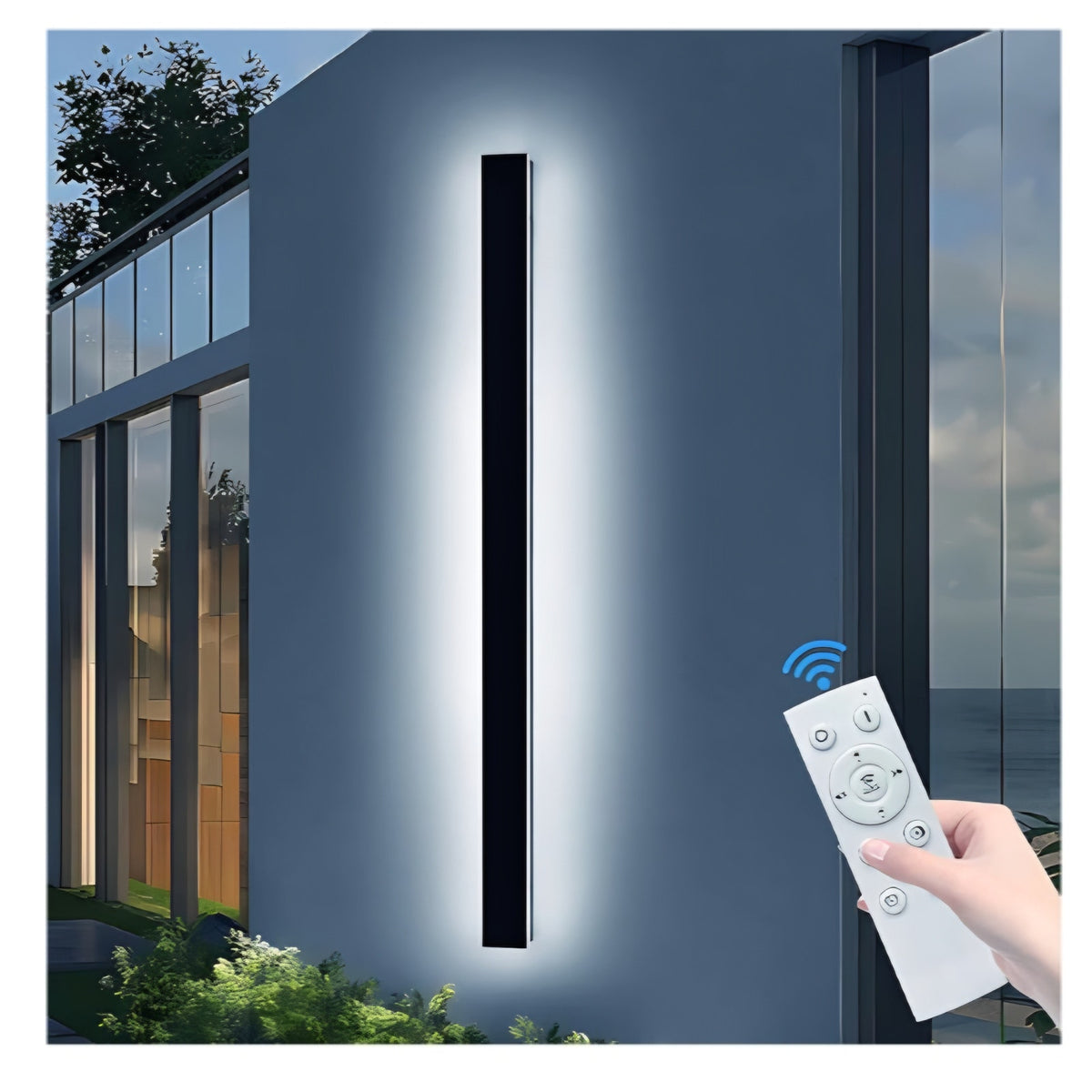 71inch Modern Outdoor Wall Light, 3000K-6000K Dimmable Outside Wall Sconce, Black Exterior Lighting