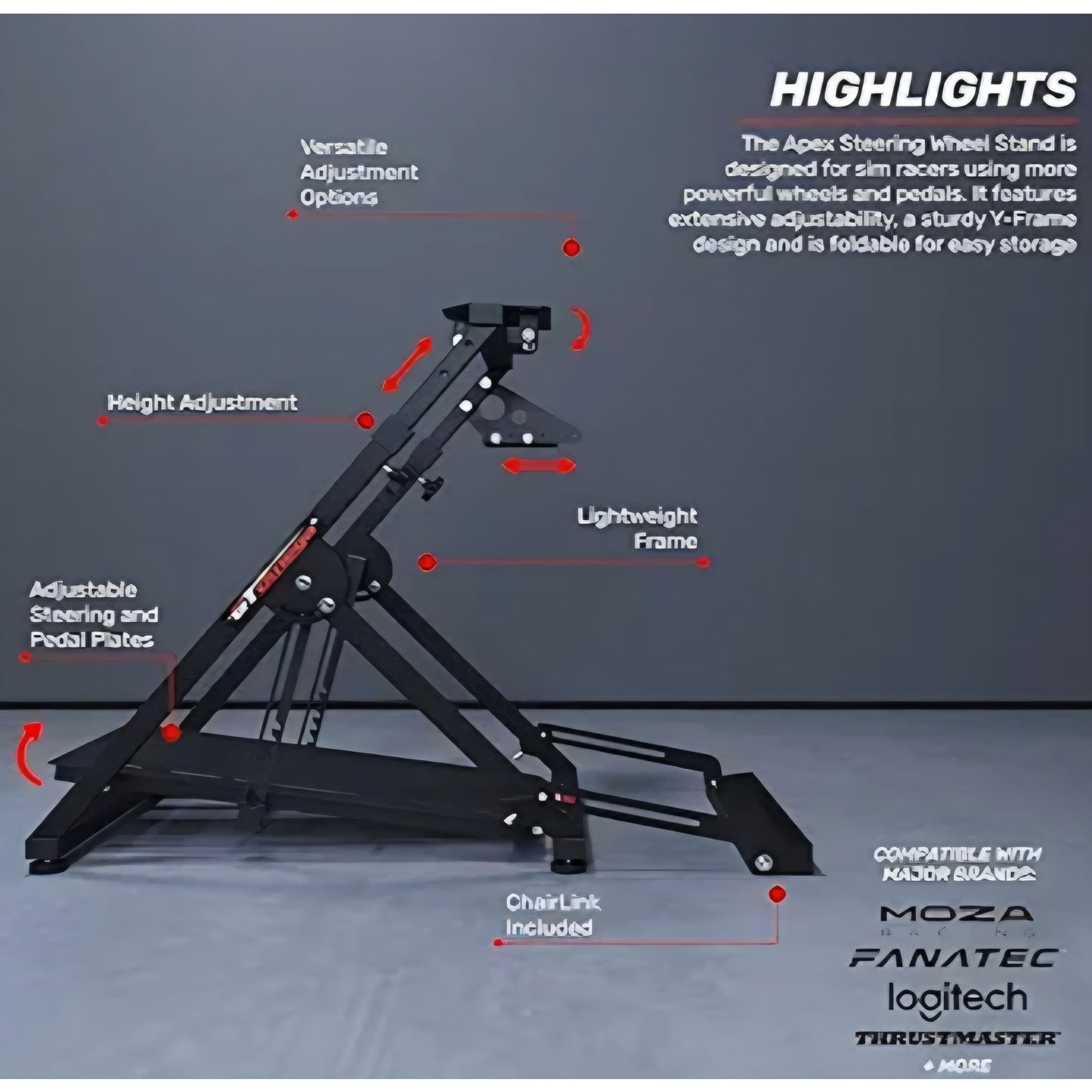 GT OMEGA Apex Racing Wheel Stand for Logitech Fanatec Clubsport Thrustmaster Gaming Steering
